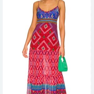 Saloni | Veronica B Dress In Cobalt Cross Stitch Print in US size 2